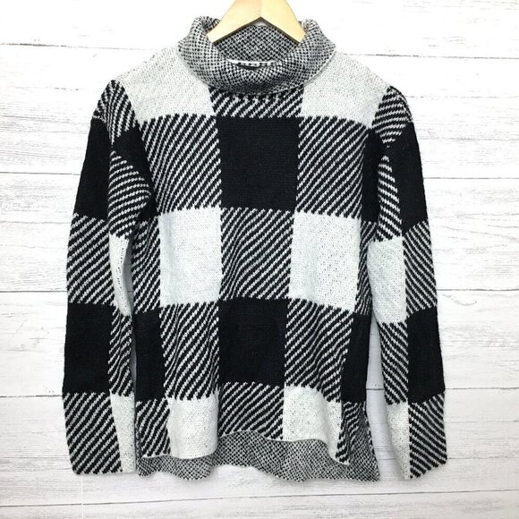 NEW DKNY Women's Black and White Plaid Turtleneck Sweater Tunic size XXS - Picture 1 of 10